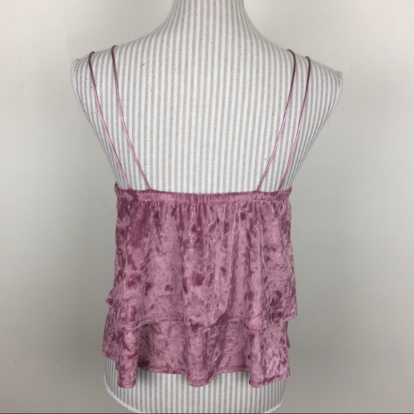 EXPRESS 111 Crop Top Mauve Crushed Velvet Double Layer  XS - Picture 5 of 10